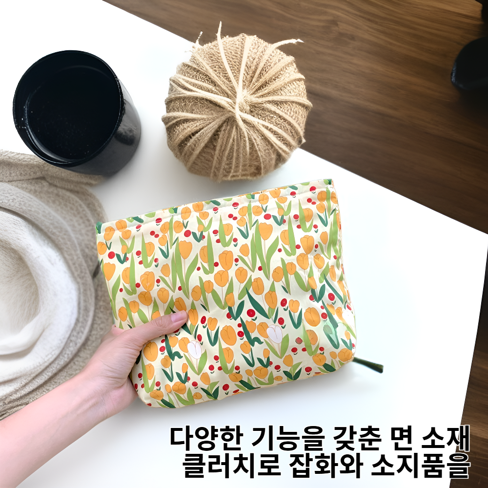다기능 면 클러치 잡화 수납 휴대용 파우치