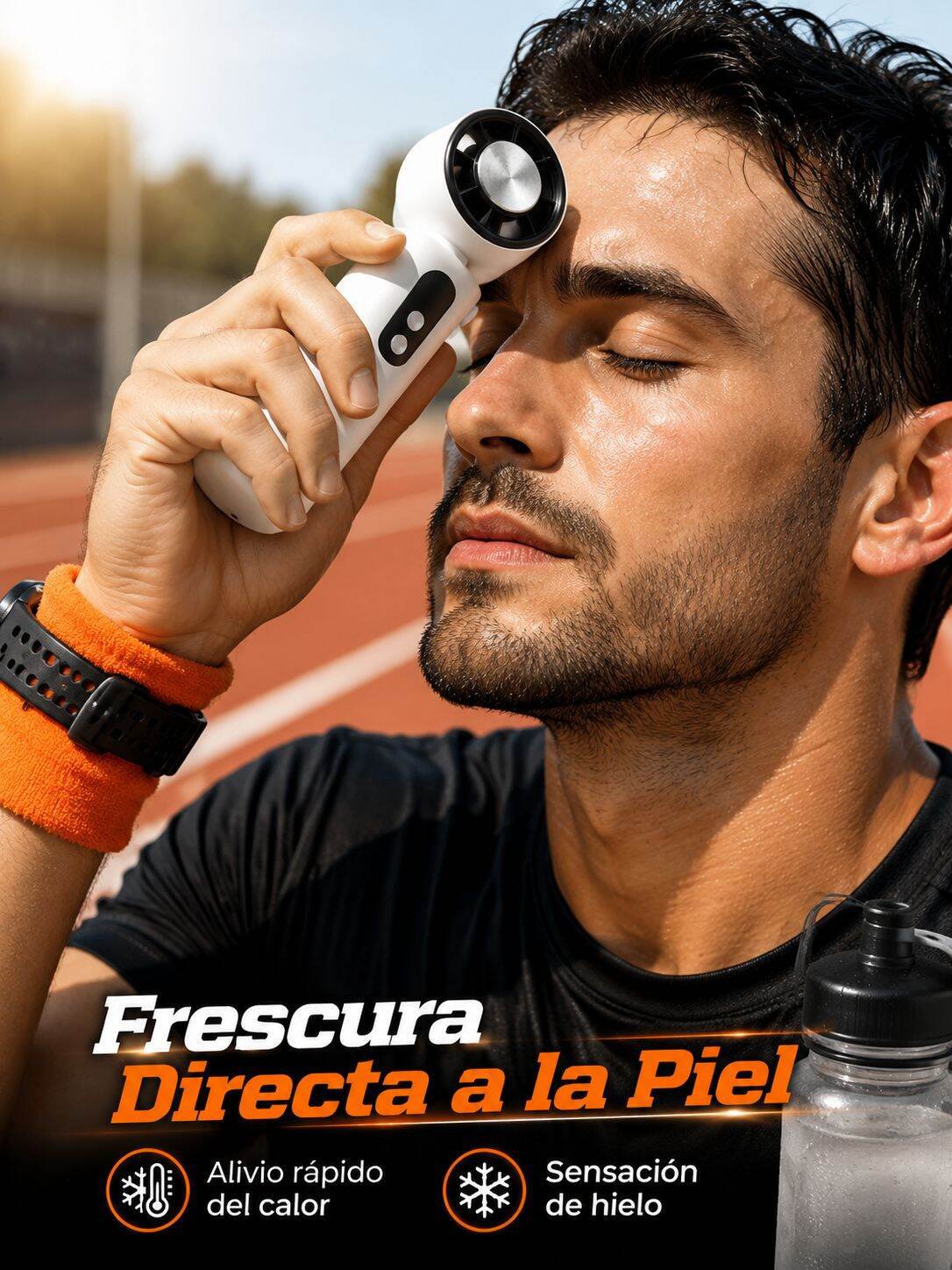 Ventilador de mano con compresa de hielo reutilizable