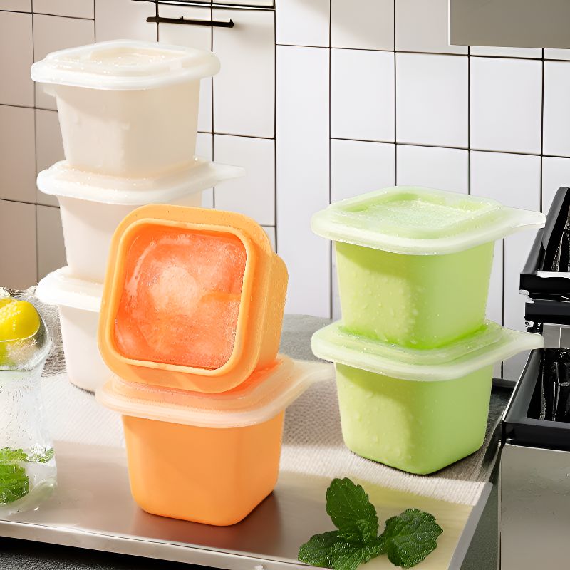 簡単取り外し家庭用角型アイスボックス シングルトレイ 氷保存容器