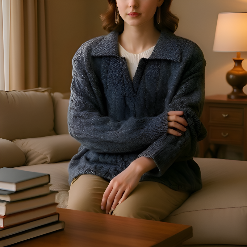 アメリカンスタイルのフェイクツーピース V ネック セーター、オーバーサイズ、厚手のニットウェア、暖かくて着心地が良い、ユニセックス、秋冬用、ゆったりとしたリラックススタイルのウール ベースレイヤー 