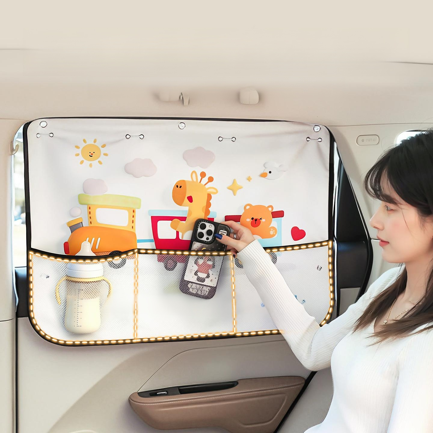 Car Suction Cup Sunshade and Mosquito Net Curtain