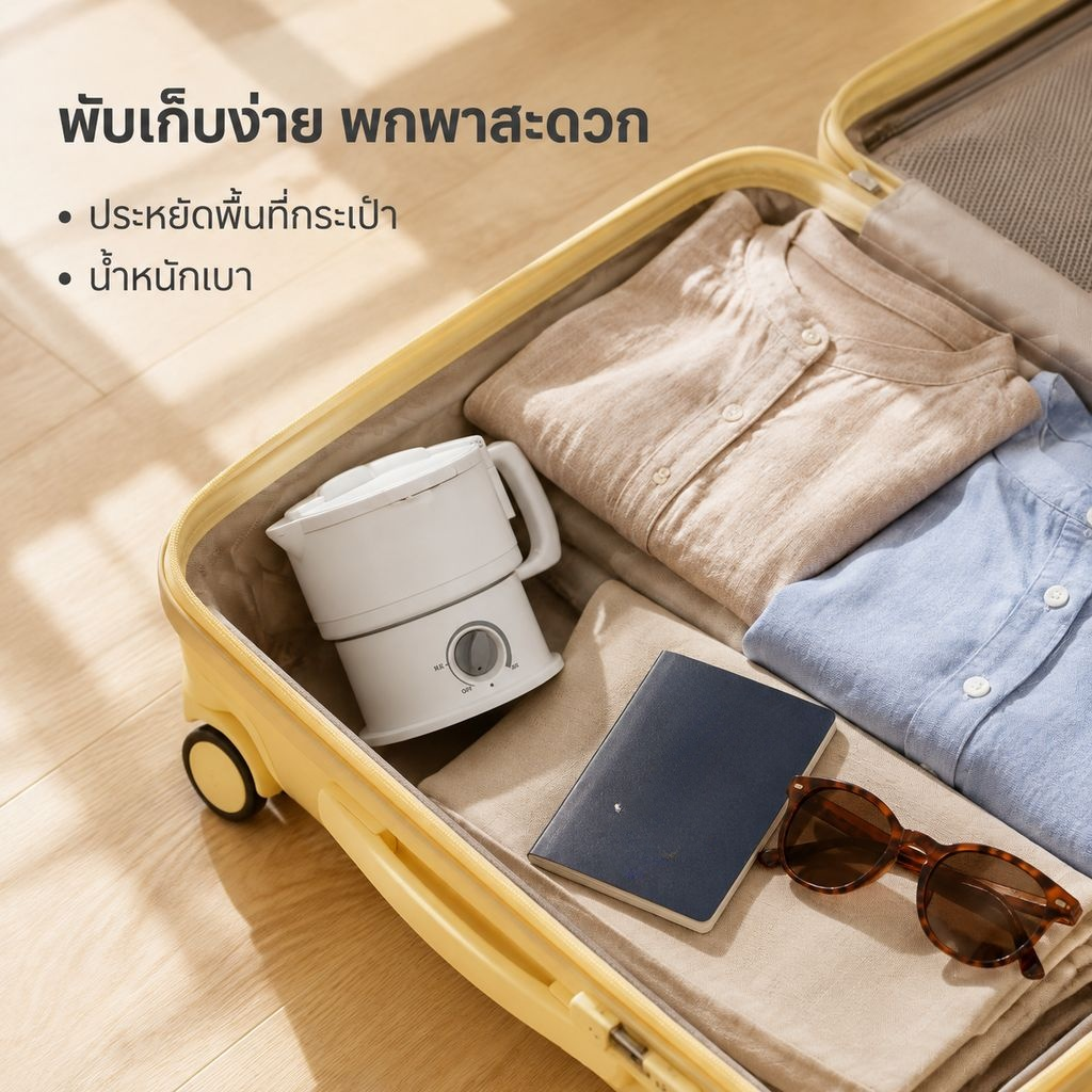 กาต้มน้ำไฟฟ้าแบบพับได้พกพาสะดวก
