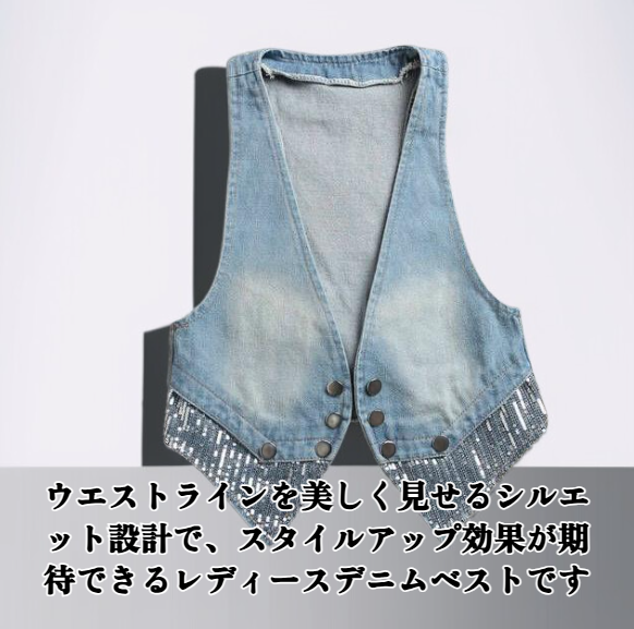 レディースデニムベスト正面画像