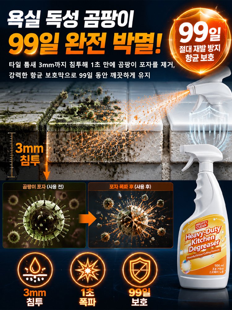 독일·한국 공동 개발 전방위 주방 기름때 분해 만능 스프레이