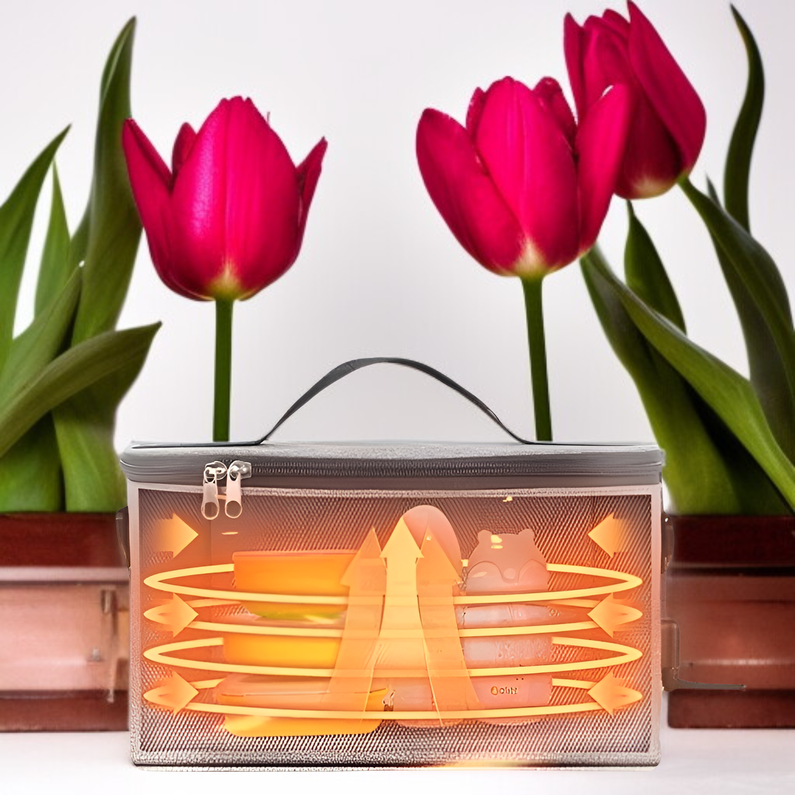 حقيبة غداء كهربائية متينة، بسيطة ومريحة للتنقل إلى العمل أو المدرسة، بلون موحد.