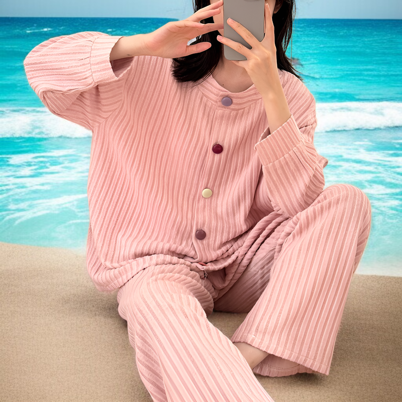 ドイツカシミヤパジャマレディース新作秋冬スウィートカーディガン長袖ズボンツーピースセットカジュアルホーム服アウターウェア