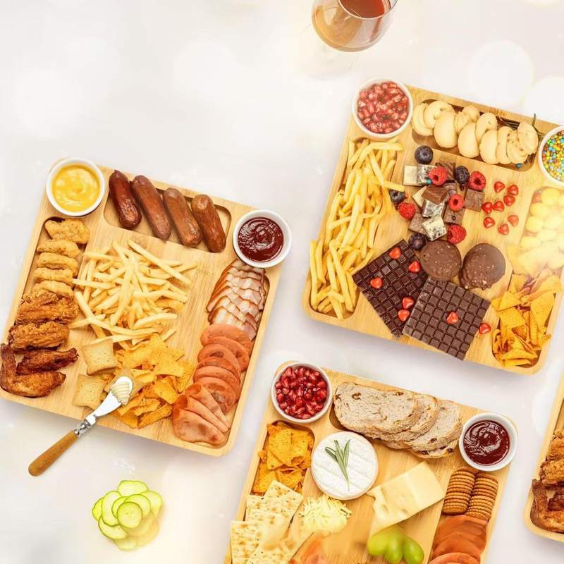 Bamboo divided cooked food tray