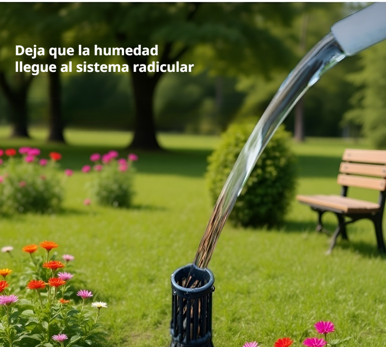 Detalle del tubo de ventilación en tierra de maceta