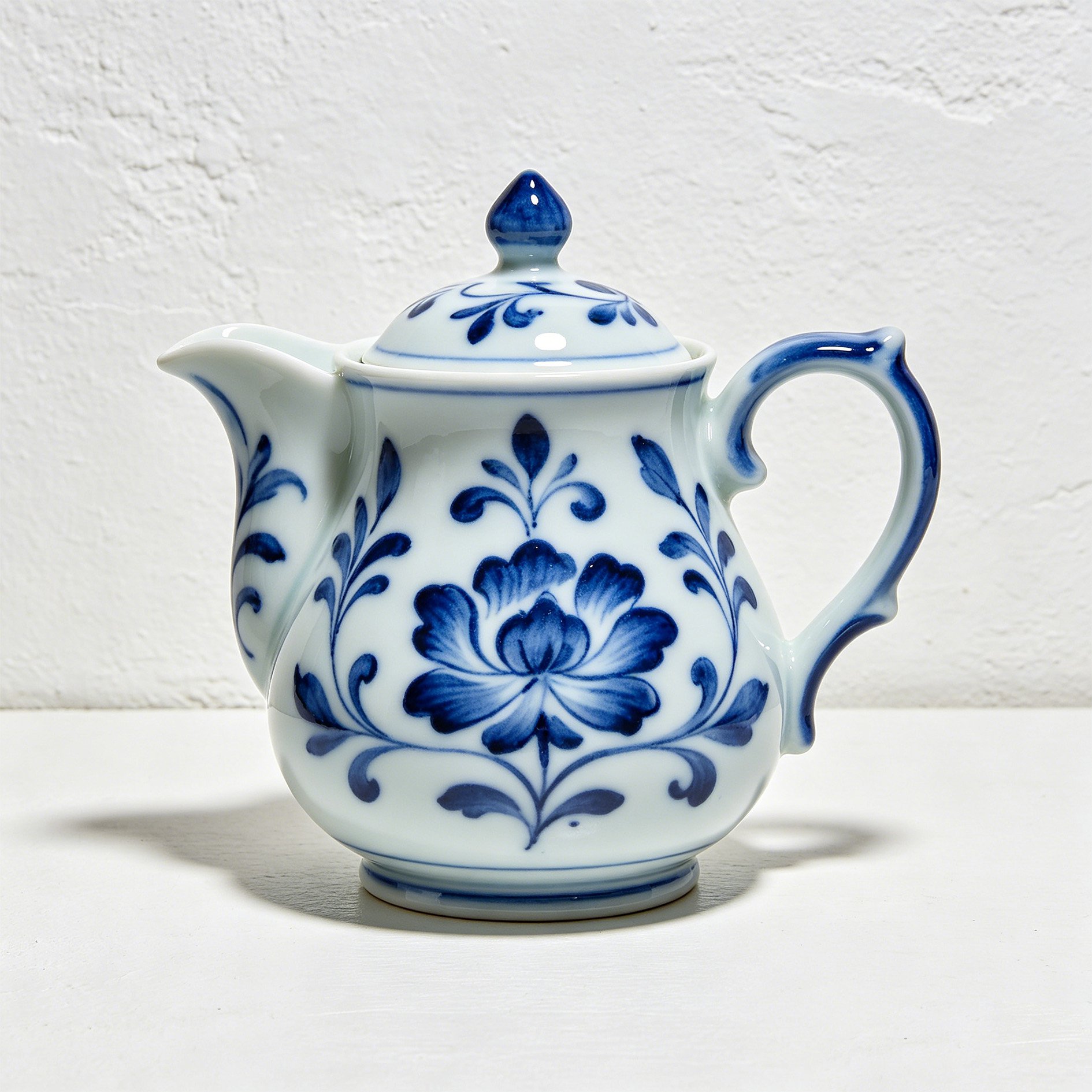 Handbemaltes blau-weißes Porzellan-Teeservice