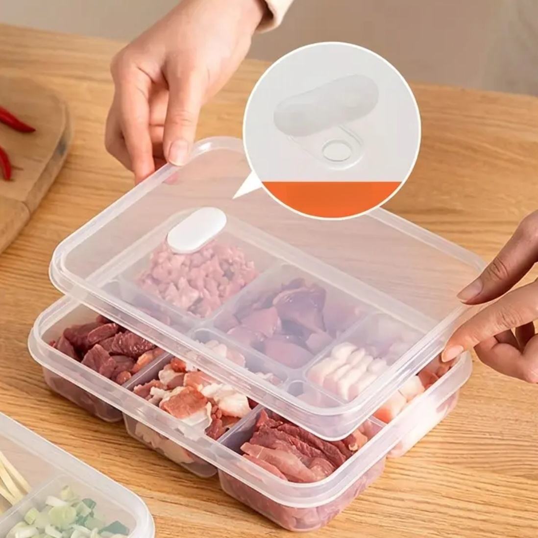 冷蔵庫用冷凍肉仕切り収納ボックス