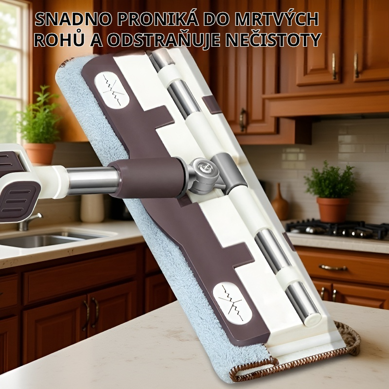 Roztažitelný plochý mop na podlahu, vhodný pro suché i mokré čištění