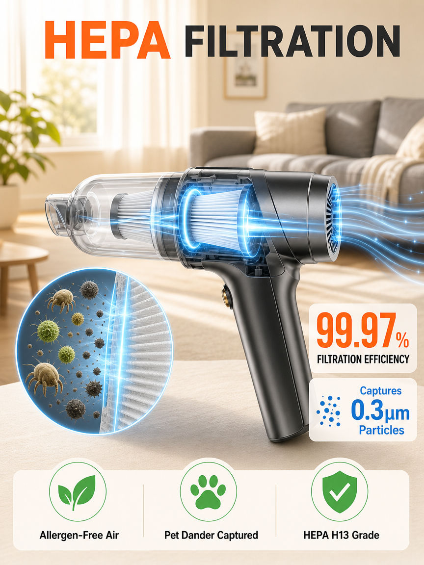Wireless Charging Portable Car Vacuum Cleaner