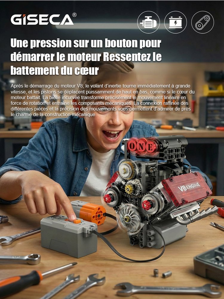 【Véritablement Démarrable】Groupe Motopropulseur Mécanique à Moteur V8