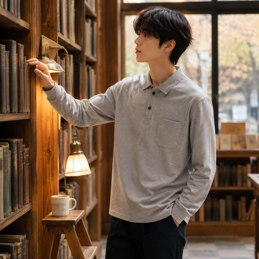 남성용 루즈핏 단색 캐주얼 긴팔 셔츠