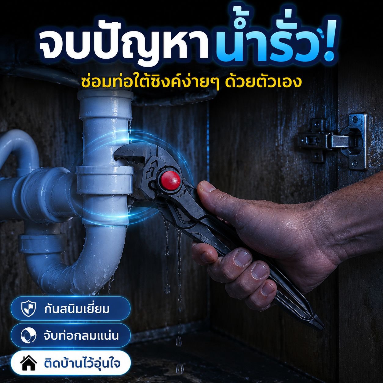คีมจับท่อน้ำอเนกประสงค์ 4 นิ้ว ปรับได้ เครื่องมือบ้าน ชุดไขควง