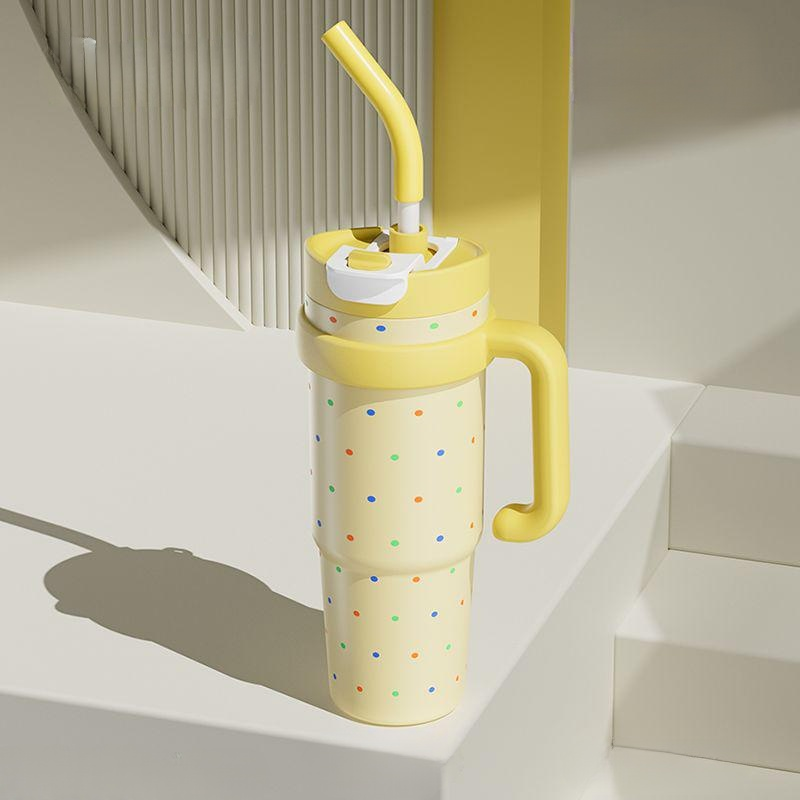 도트 대용량 보온컵 여성용 신상, 고급스러운 디자인, 초대형 휴대용 컵