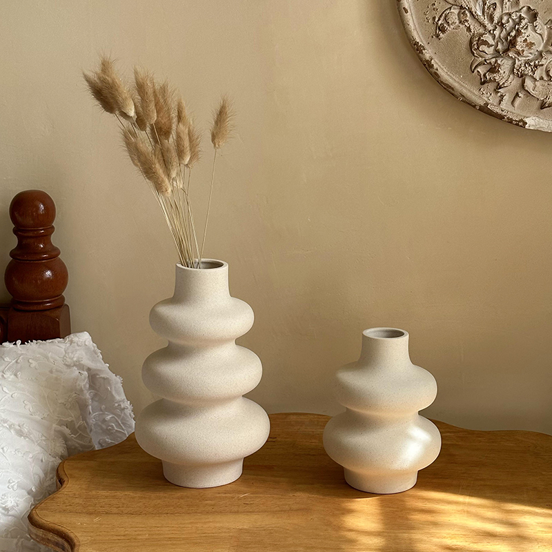 Jarrón de cerámica mate de alta estética decoración para el hogar