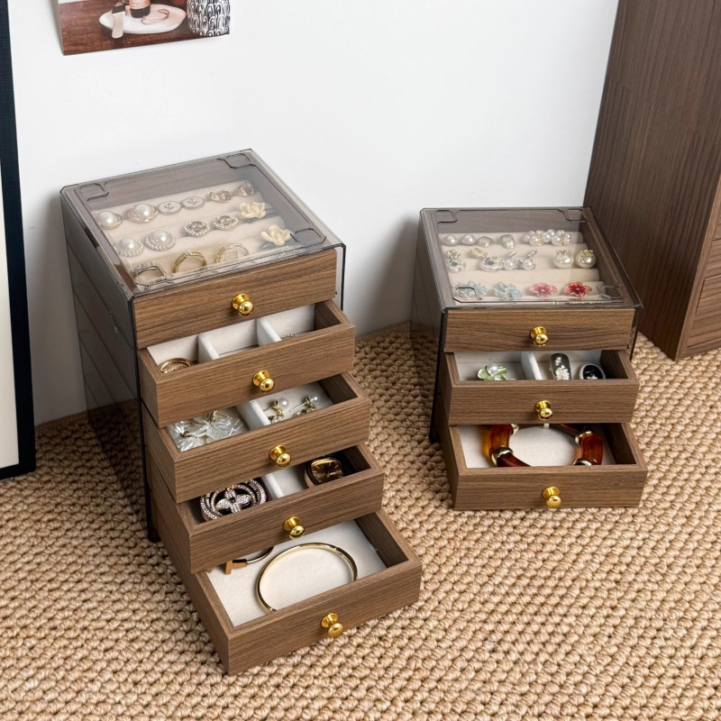  多層胡桃木飾品收納盒