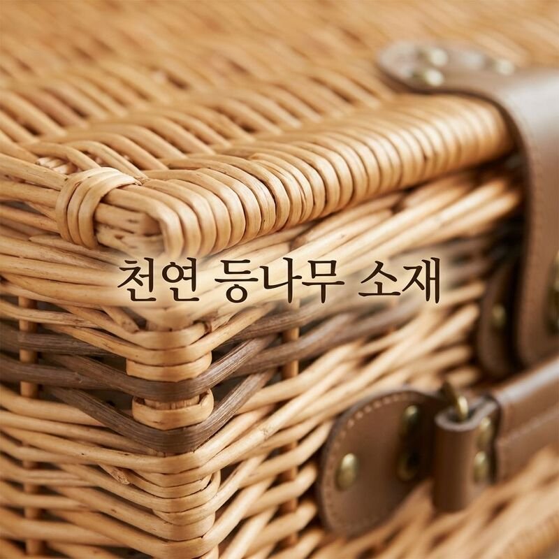 야외 소풍 라탄 바구니 휴대용 수납