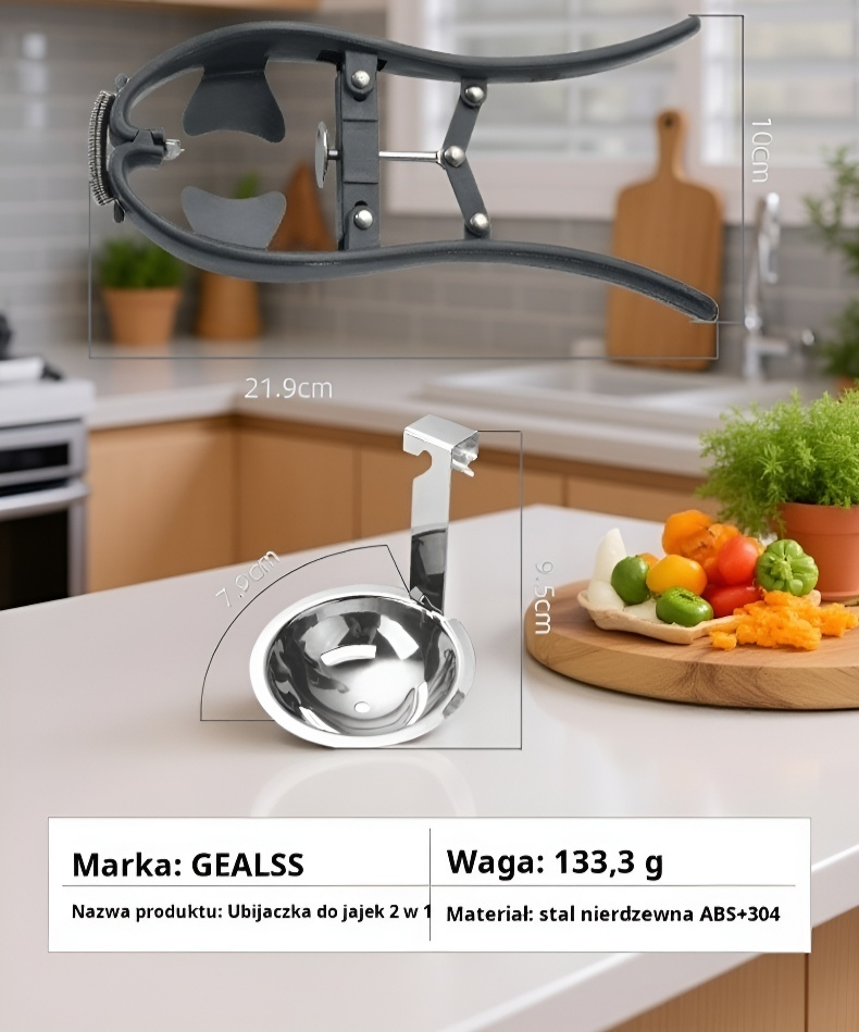 Wytrzymały i łatwy w użyciu otwieracz do jajek i separator do białek