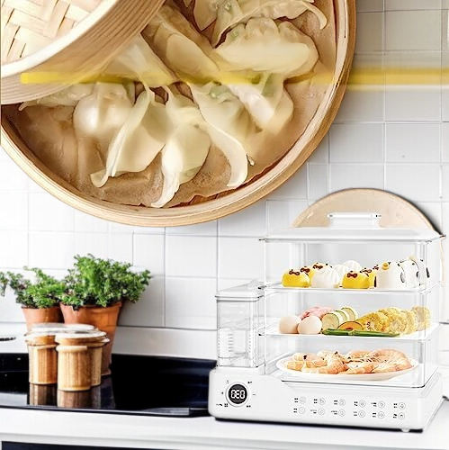 家庭用大容量電気蒸し器自動断電多機能3層蒸気鍋