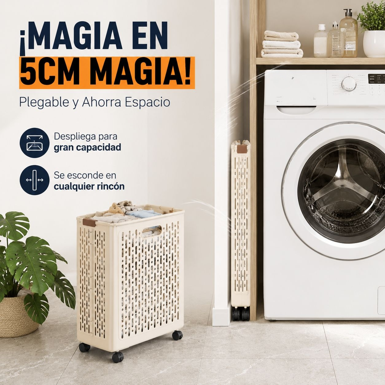 Cesta de ropa sucia plegable para baño