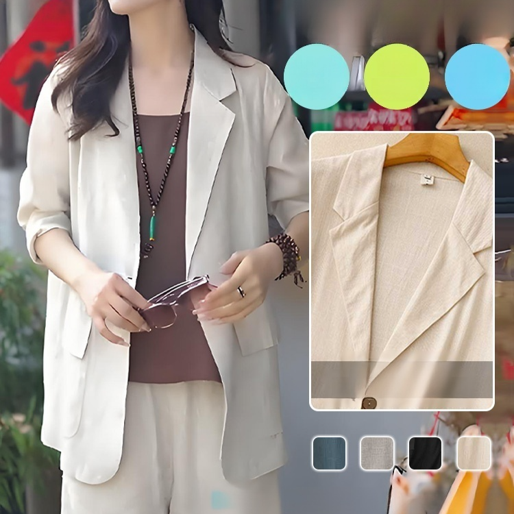 棉麻文藝復古西裝外套女