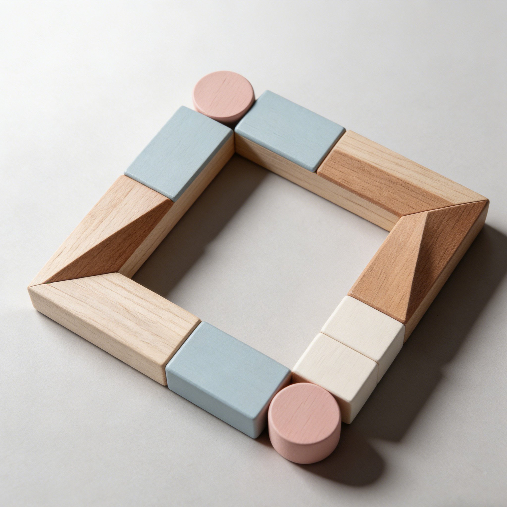 Vintage wooden photo frame on a bookshelf