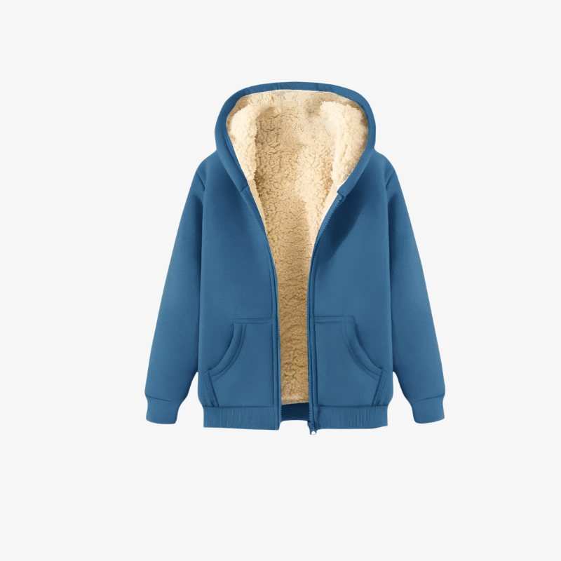 秋冬用の厚手のフリースジャケット。裏地はフリース素材。ティーンエイジャー向けの黒いフード付きカーディガン。