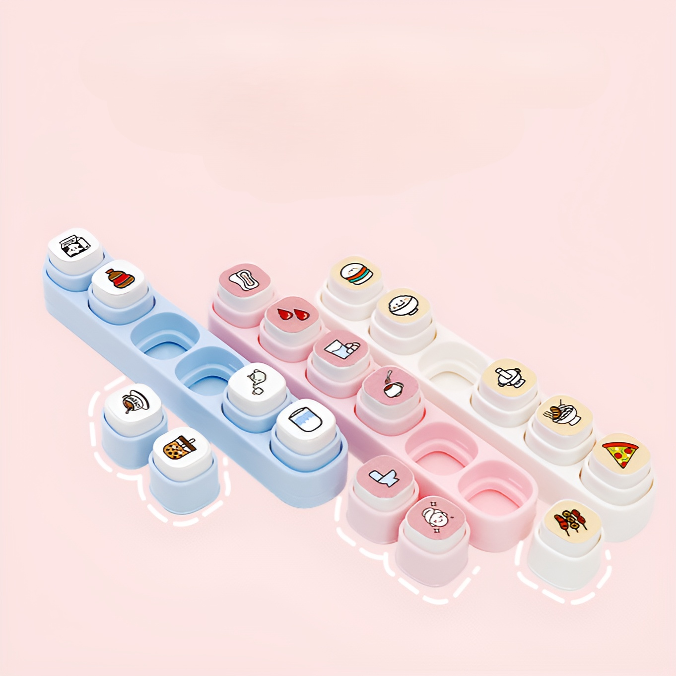 Keyboard six-link stamp punch card cute engraved handbook decorative stamp mini press 6-link stamp D