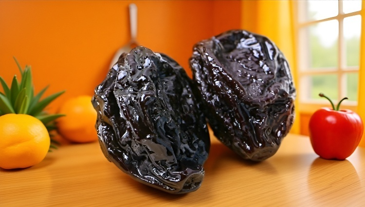 자두 캔 내용물 근접 사진