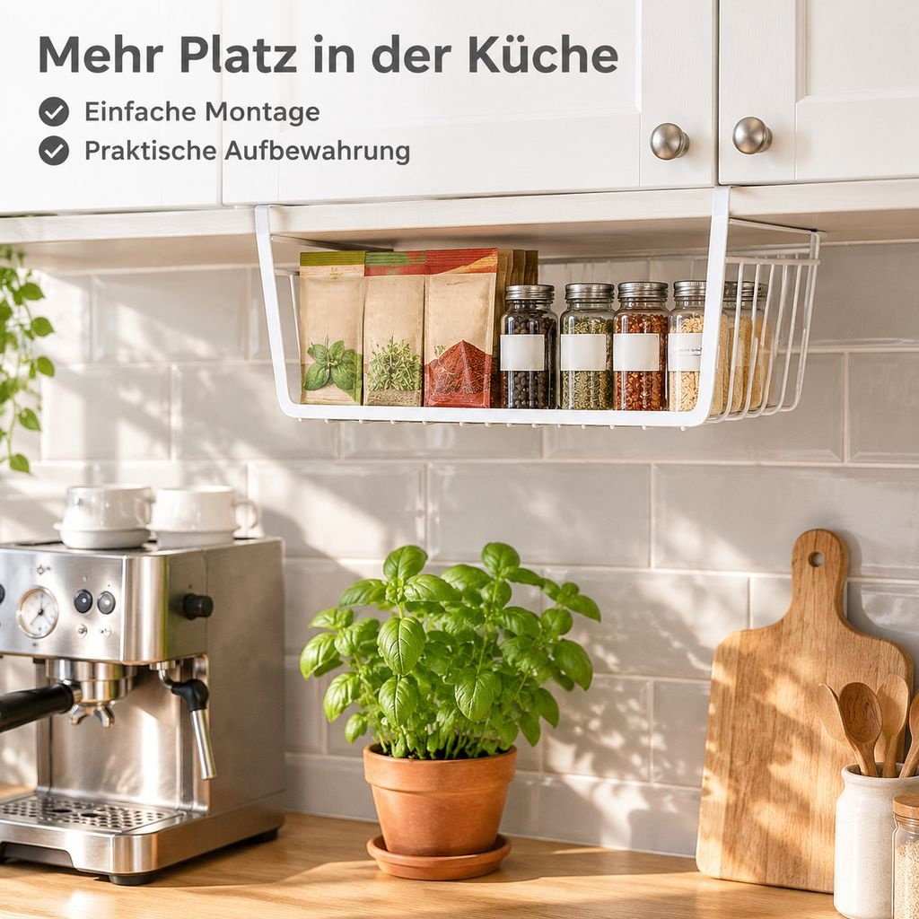 Hängekorb Unterbauregal Schrank Hängeablage Organizer Drahtkorb für Schreibtisch