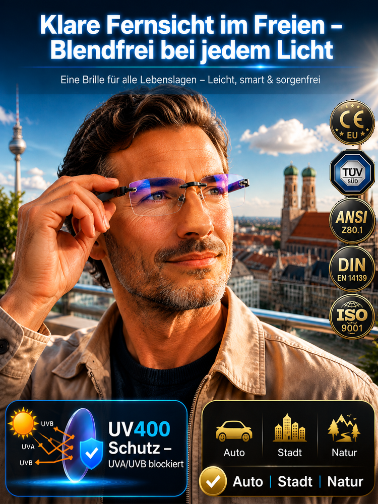 Rahmenlose, ultraleichte Lesebrille mit Diamantschliff