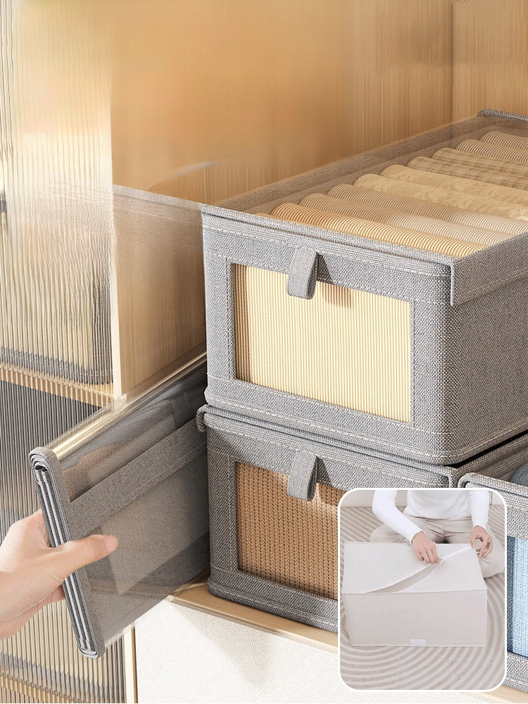 Foldable Storage Box with Clear Window and Dustproof Cover