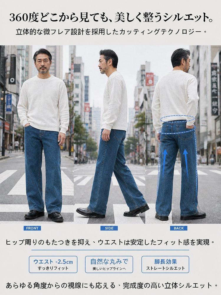 ストレート・ゆったりデニムパンツ