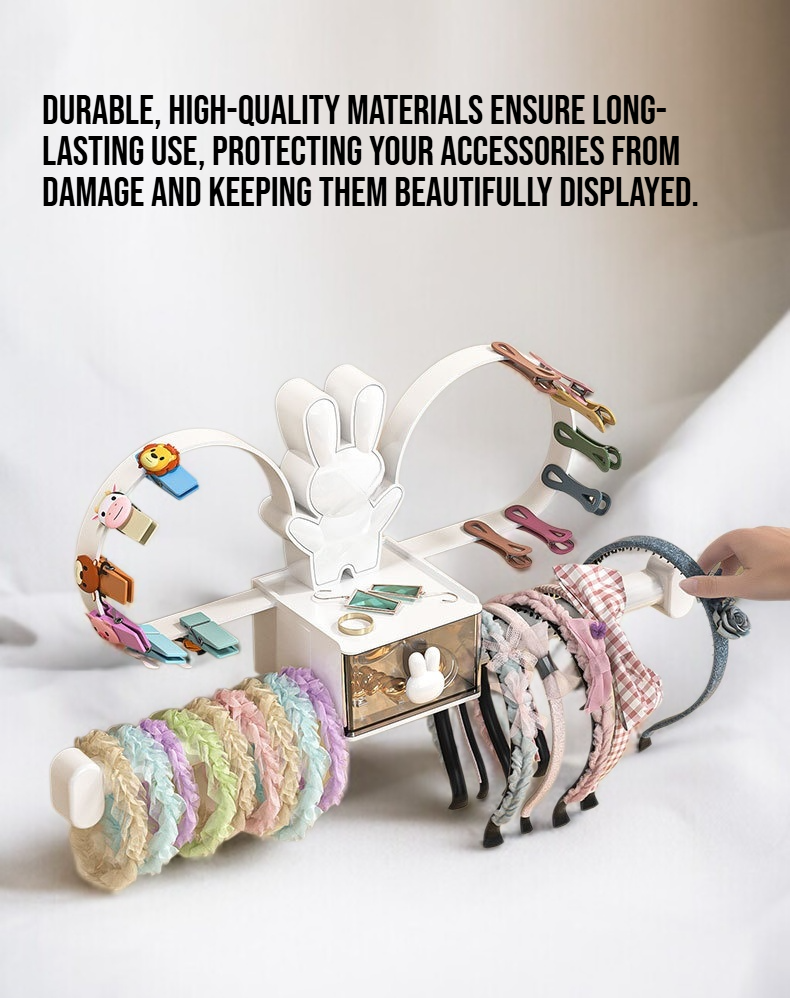 Close-up of hair clips organized on wall mounted rack