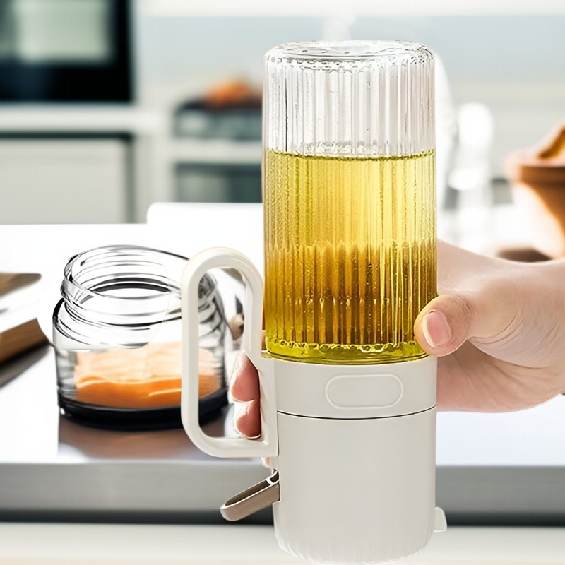 Szklany pojemnik na olej ze spryskiwaczem do organizacji kuchni