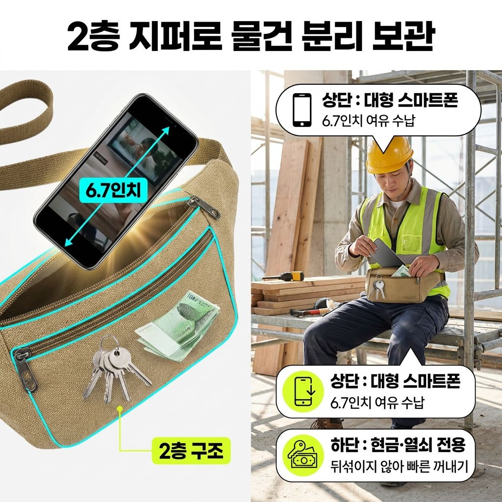 아웃도어 스포츠 남성 캔버스 허리 가방, 러닝, 등산, 공사장, 노점용