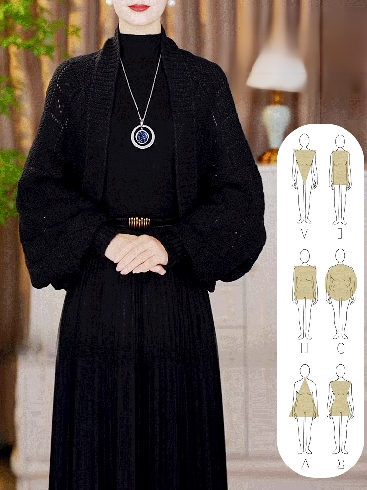 【Versatile Clothing】Plaid Knit Shawl Cardigan