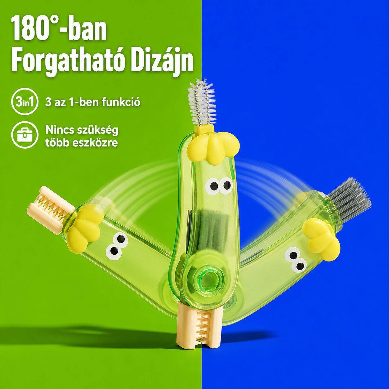 Többfunkciós padlizsán alakú pohárfedél kefe használat közben