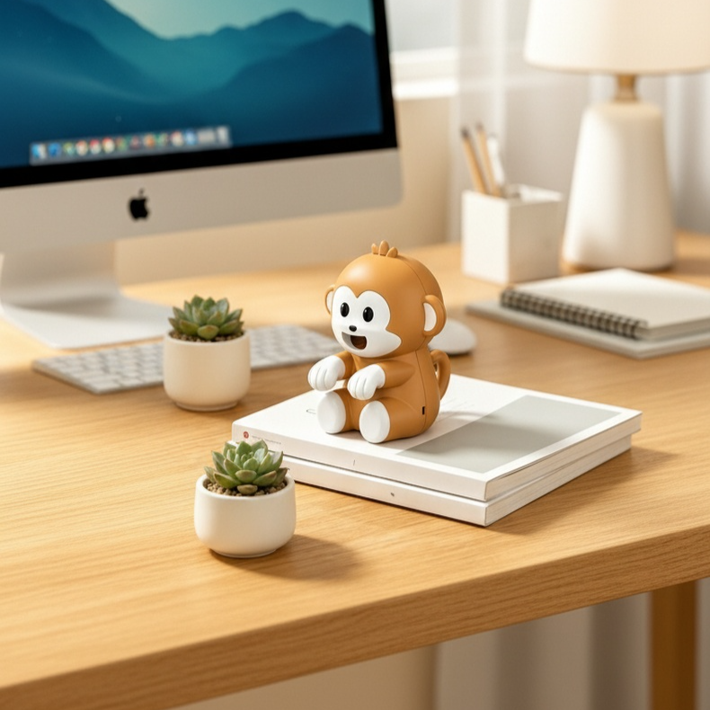 Cartoon Rechargeable Long-lasting Handheld Mini Fan, Wearable & Desktop Ornament