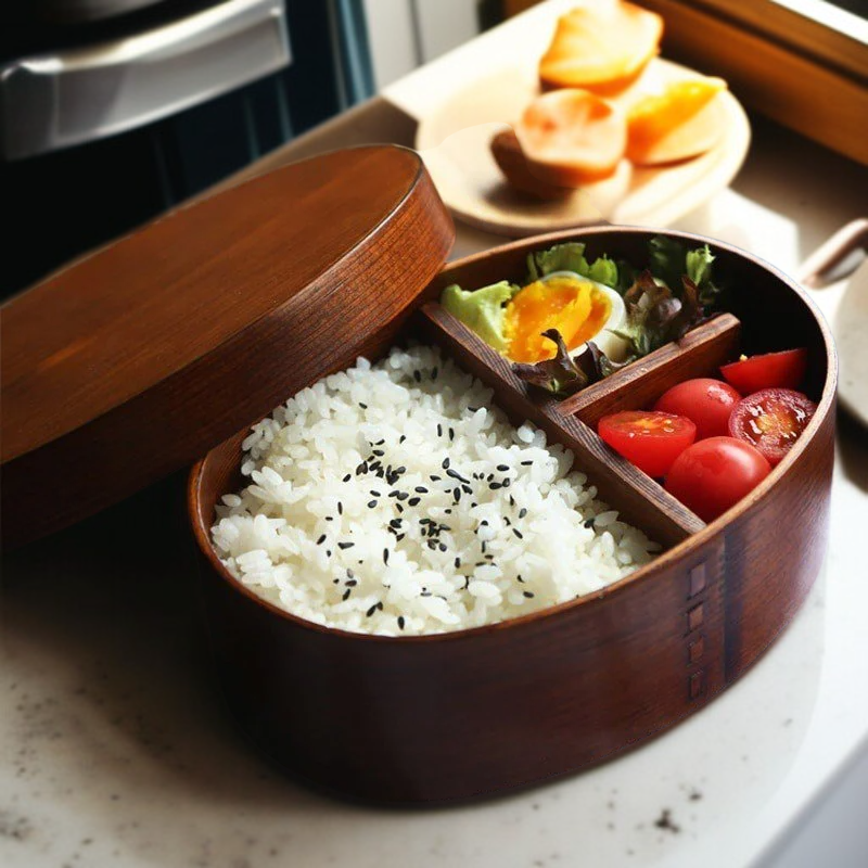 حاوية طعام خشبية للمدرسة، صندوق غداء للرحلات والنزهات، أدوات مدرسية