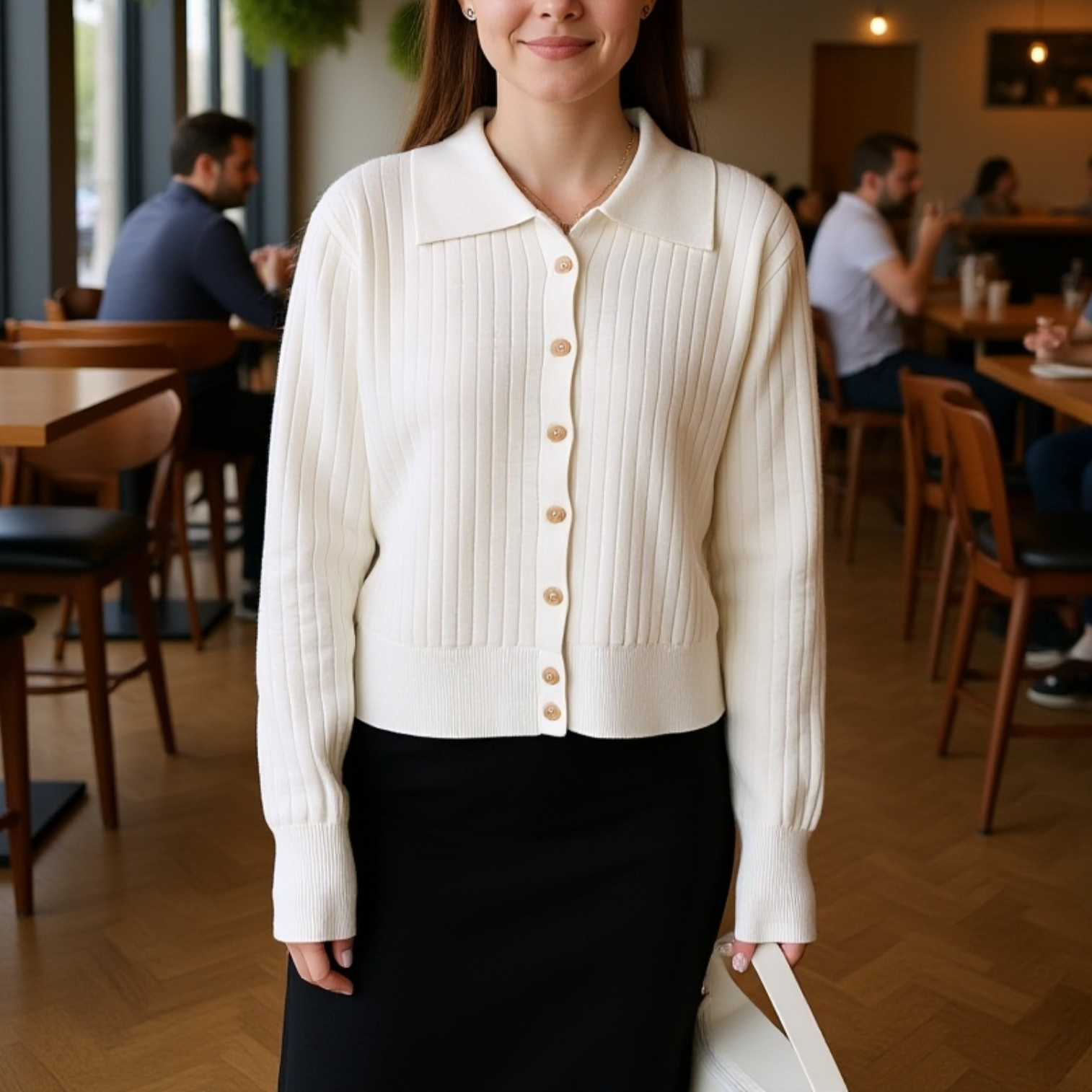 여자 긴팔 니트 카디건+문예 감성 출퇴근 니트 상의