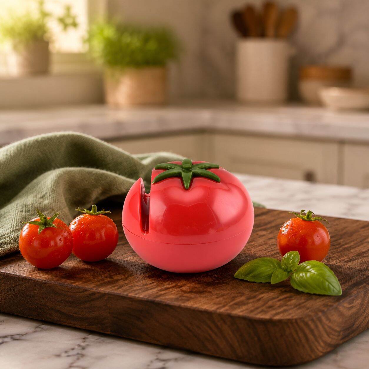 Mini Tomato Shaped Knife Sharpener, Portable Manual Sharpening Tool for Home