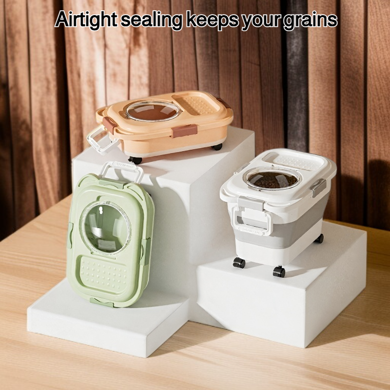 Household sealed folding grain storage bucket