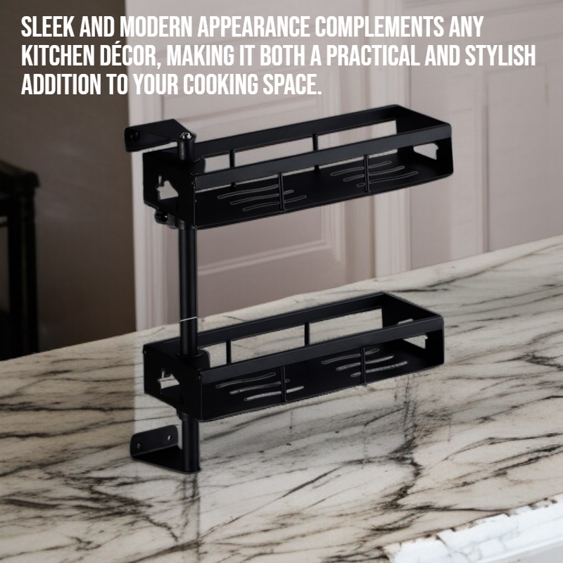 Rotating multi-layer spice rack on kitchen counter