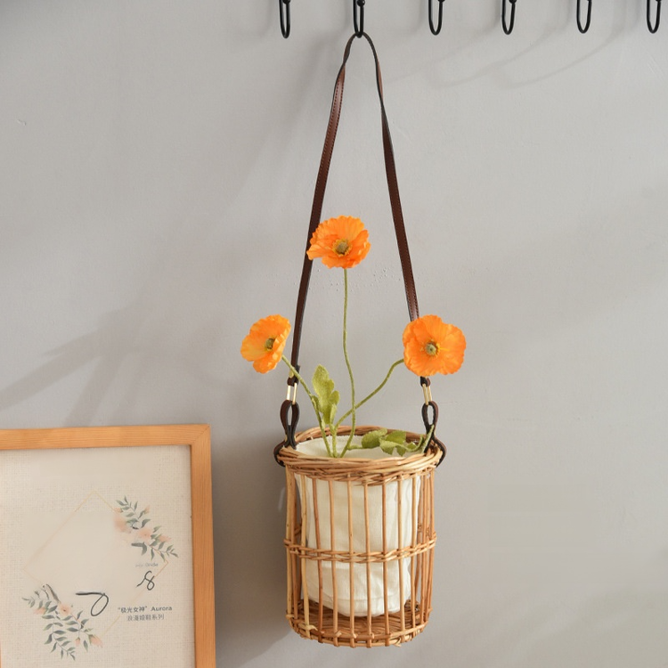 Indoor Rattan & Bamboo Woven Handheld Basket