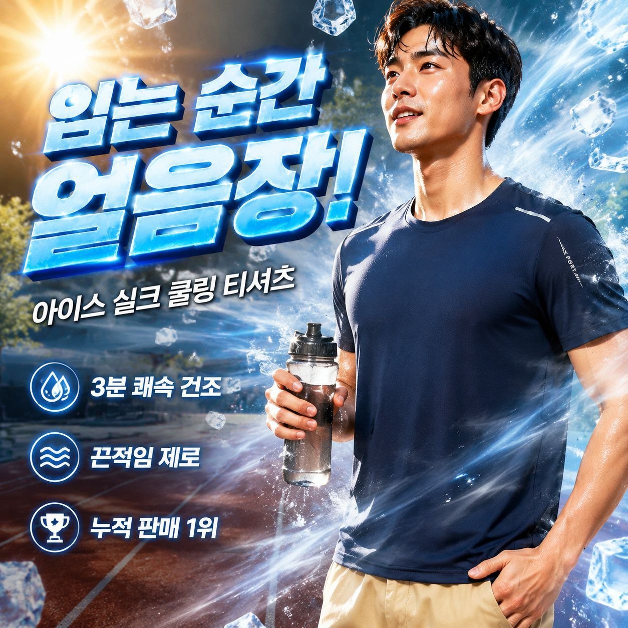 남성용 아이스 실크 반팔티 여름 얇은 루즈핏 스포츠 쿨링 티셔츠