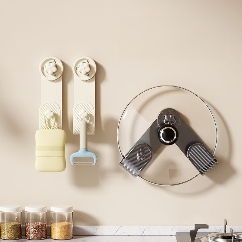 Non perforated suction cup wall mounted pot lid rack
