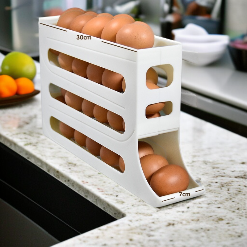 Kitchen Egg Organizer Roller Egg Rack Storage Box